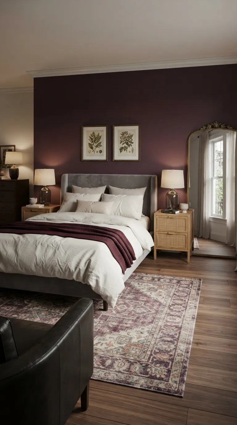 luxury bedroom decor ideas for couples Use a Moody Jewel-Tone Wall