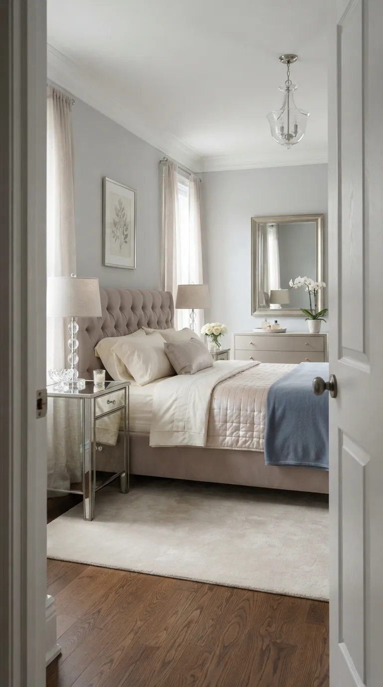 luxury bedroom decor ideas for couples Use Mirrored Accents for Subtle Glamour