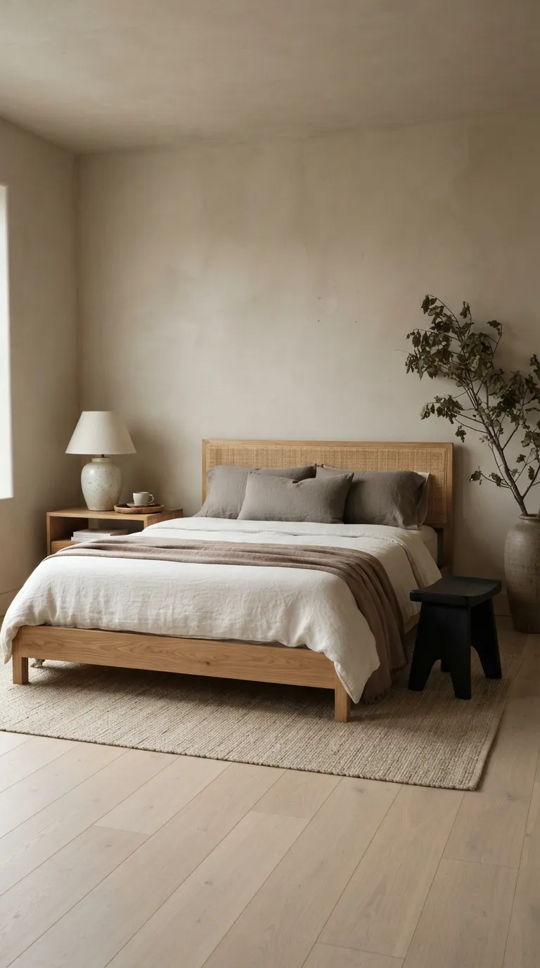 luxury bedroom ideas with a cozy aesthetic Create a Quiet Bedroom with Japandi Details