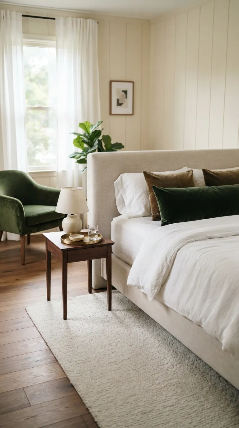 luxury bedroom ideas with a cozy aesthetic Mix Velvet Accents with Crisp Linen