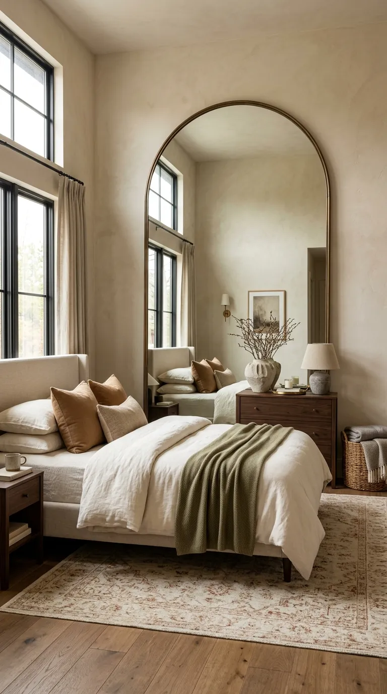 luxury master bedroom decor ideas Bring in a Large Statement Mirror