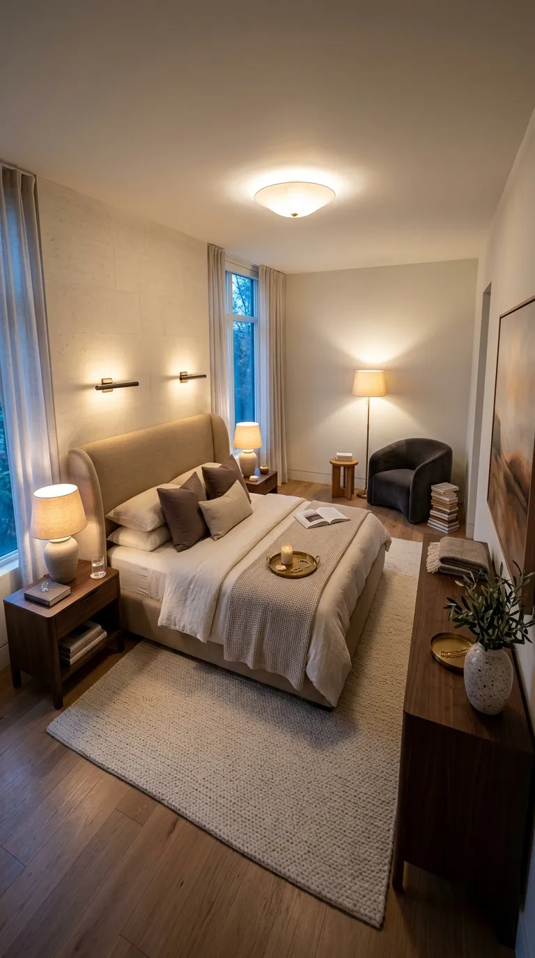 luxury master bedroom decor ideas Finish With a Layered Lighting Plan