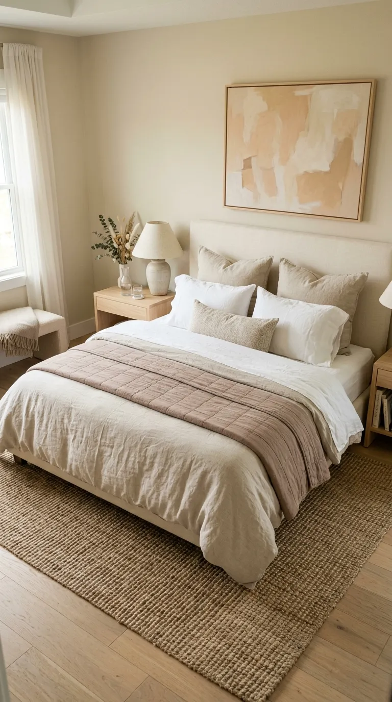 luxury master bedroom decor ideas Layer the Bed With Linen Bedding