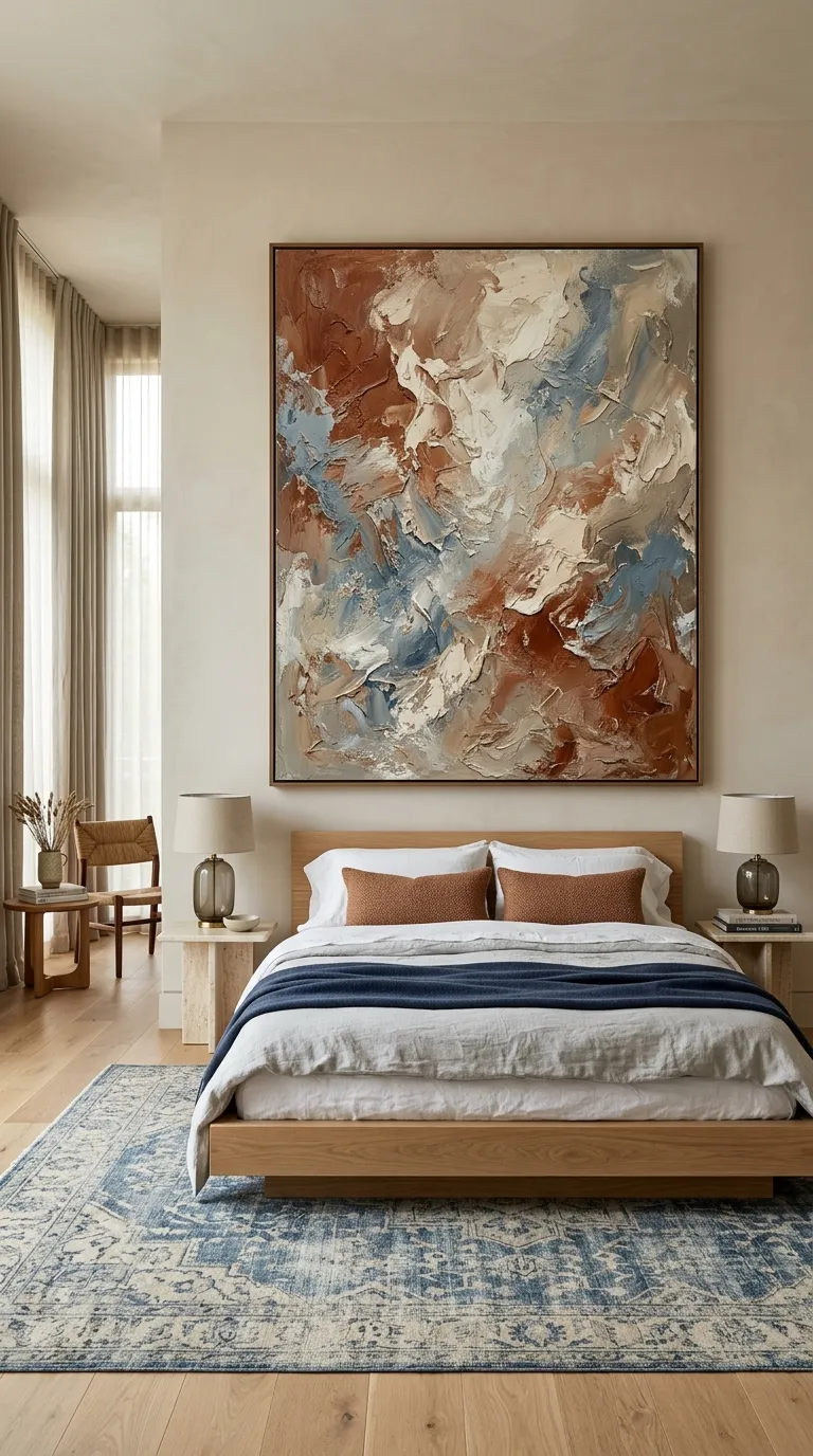 luxury master bedroom decor ideas Style With Oversized Artwork