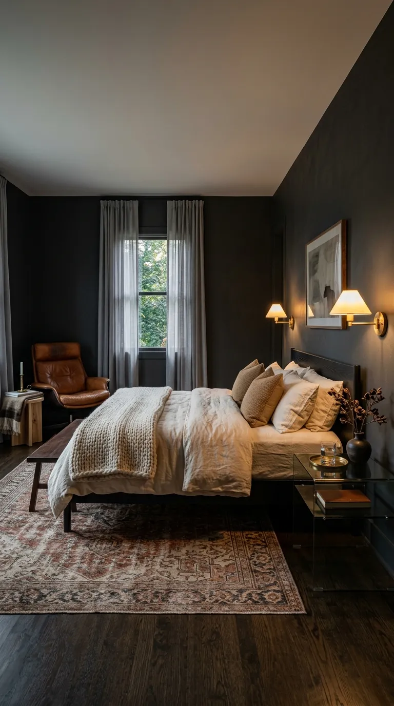 luxury master bedroom decor ideas Try a Moody Charcoal Bedroom