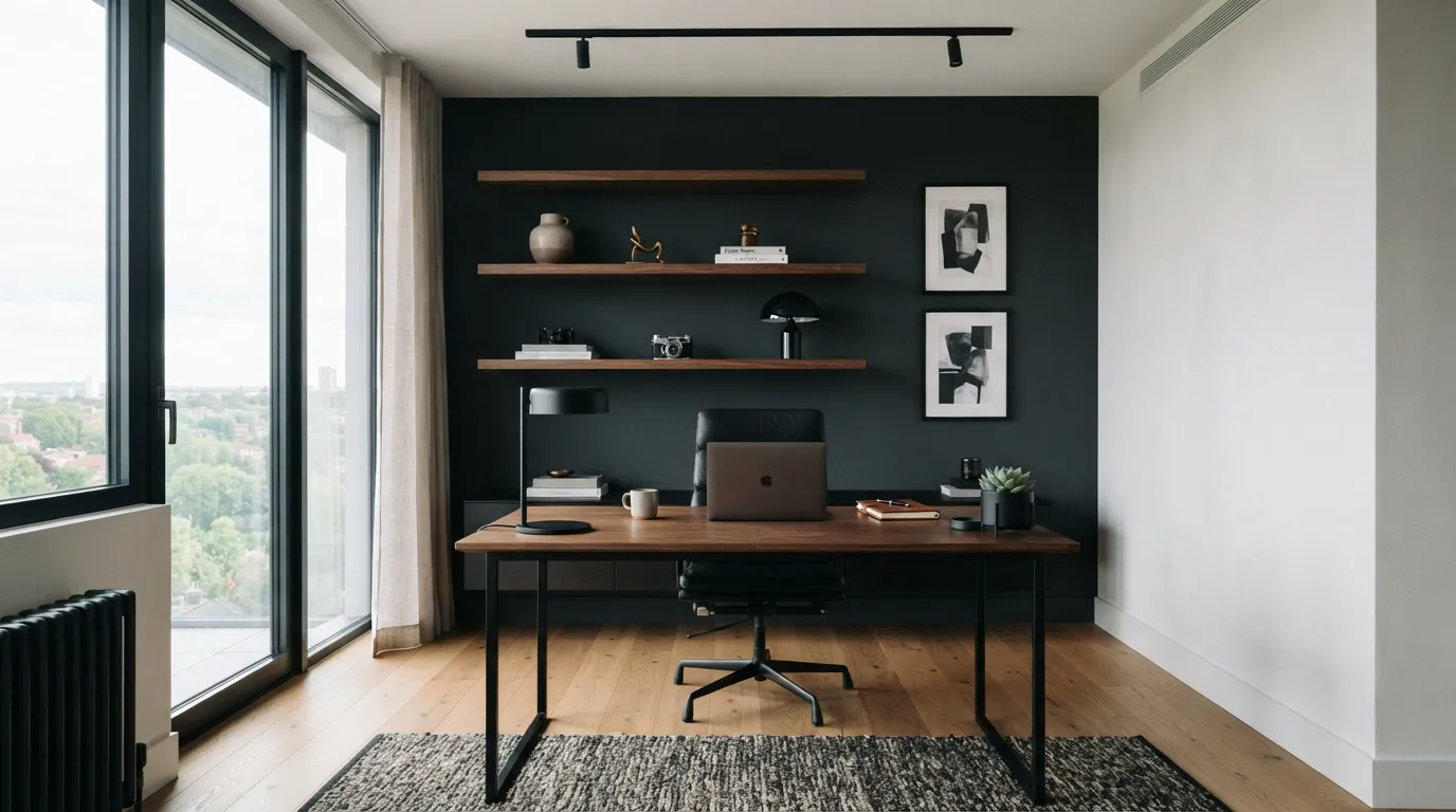 masculine home office ideas Charcoal Accent Wall
