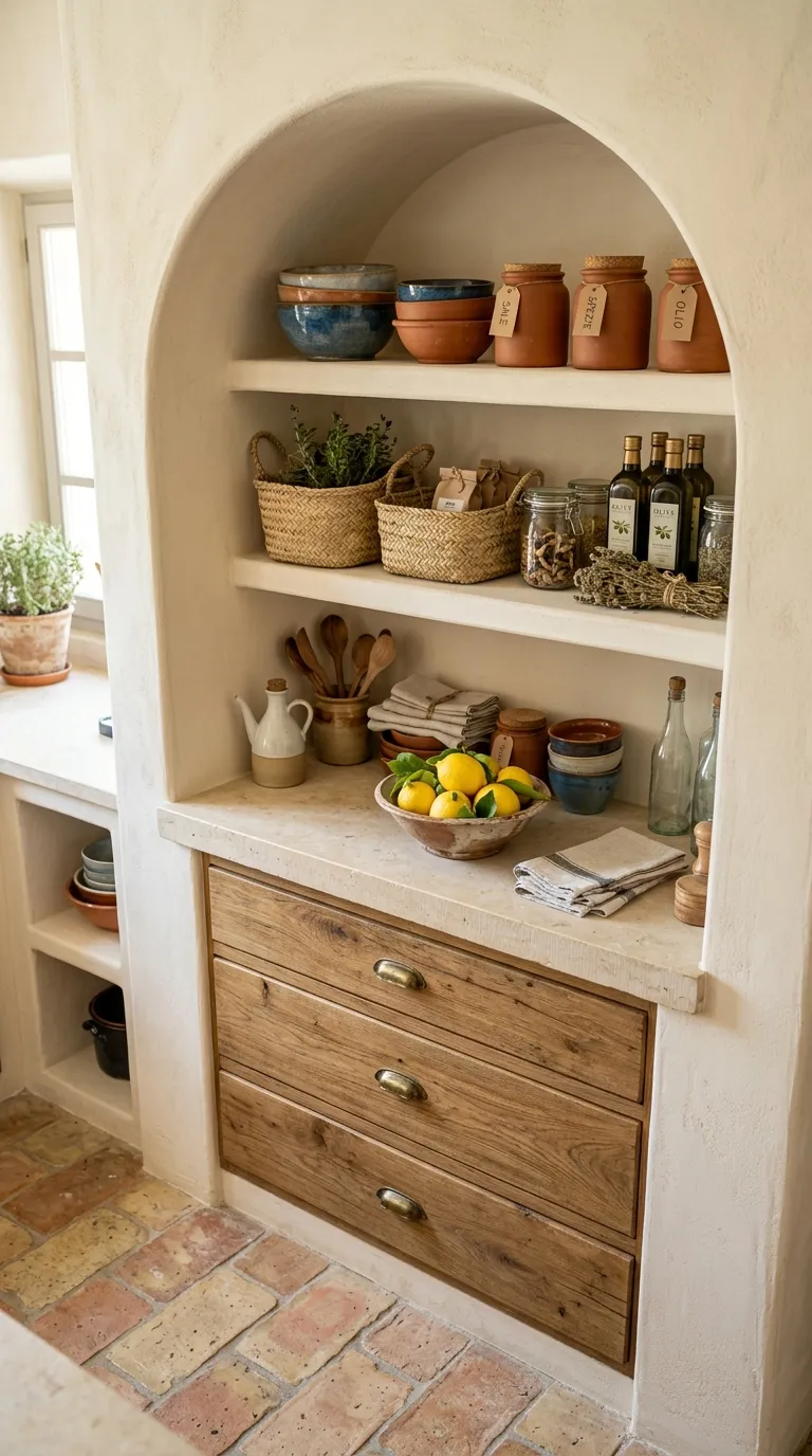 mediterranean homes Arched Kitchen Pantry