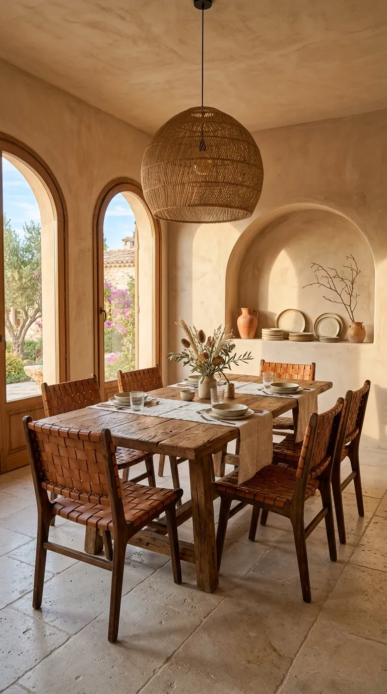 mediterranean homes Clay Toned Dining Room