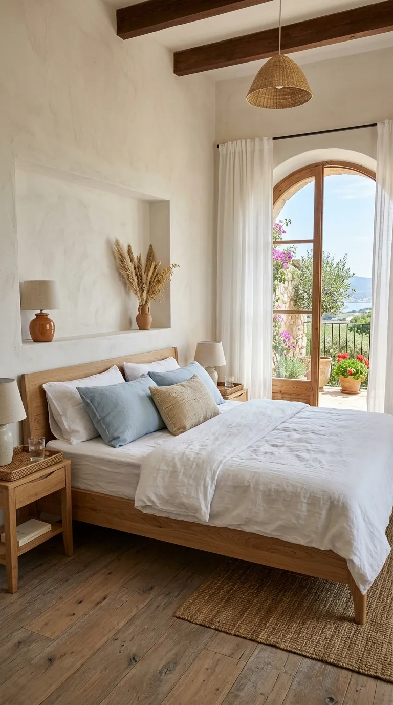 mediterranean homes Coastal White Bedroom