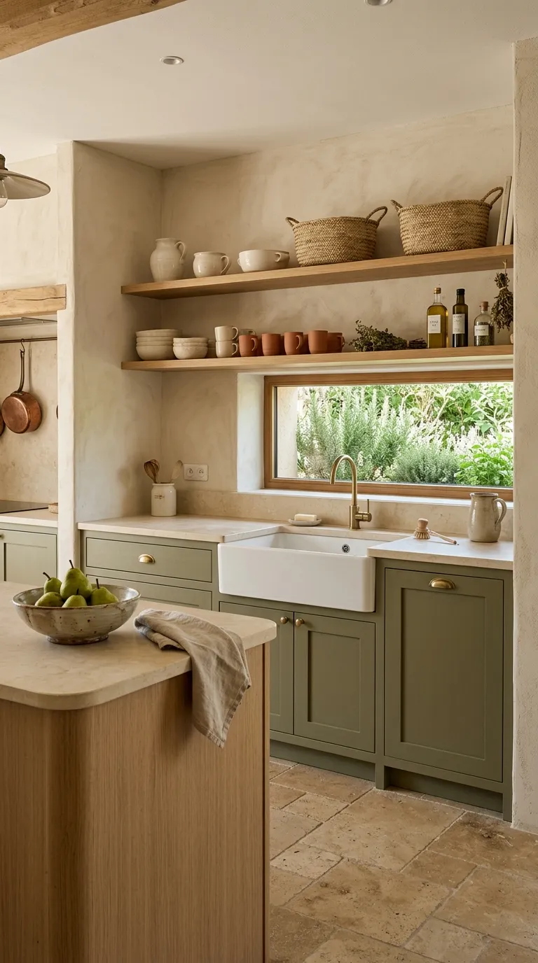 mediterranean homes Earthy Olive Kitchen