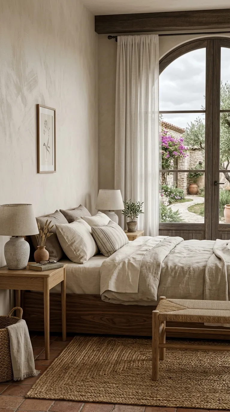 mediterranean homes Natural Linen Bedroom