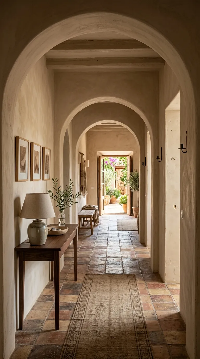 mediterranean homes Rustic Arched Hallway