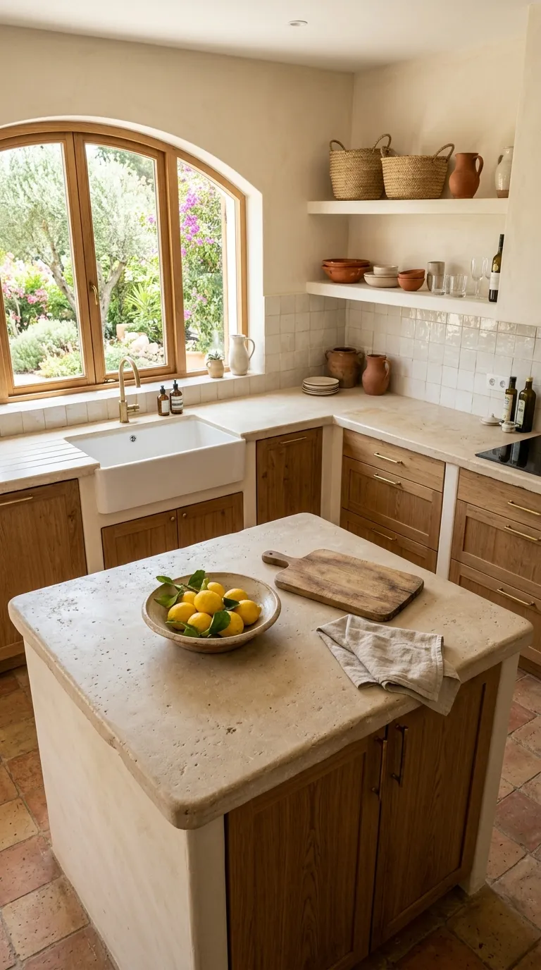 mediterranean homes Rustic Limestone Kitchen
