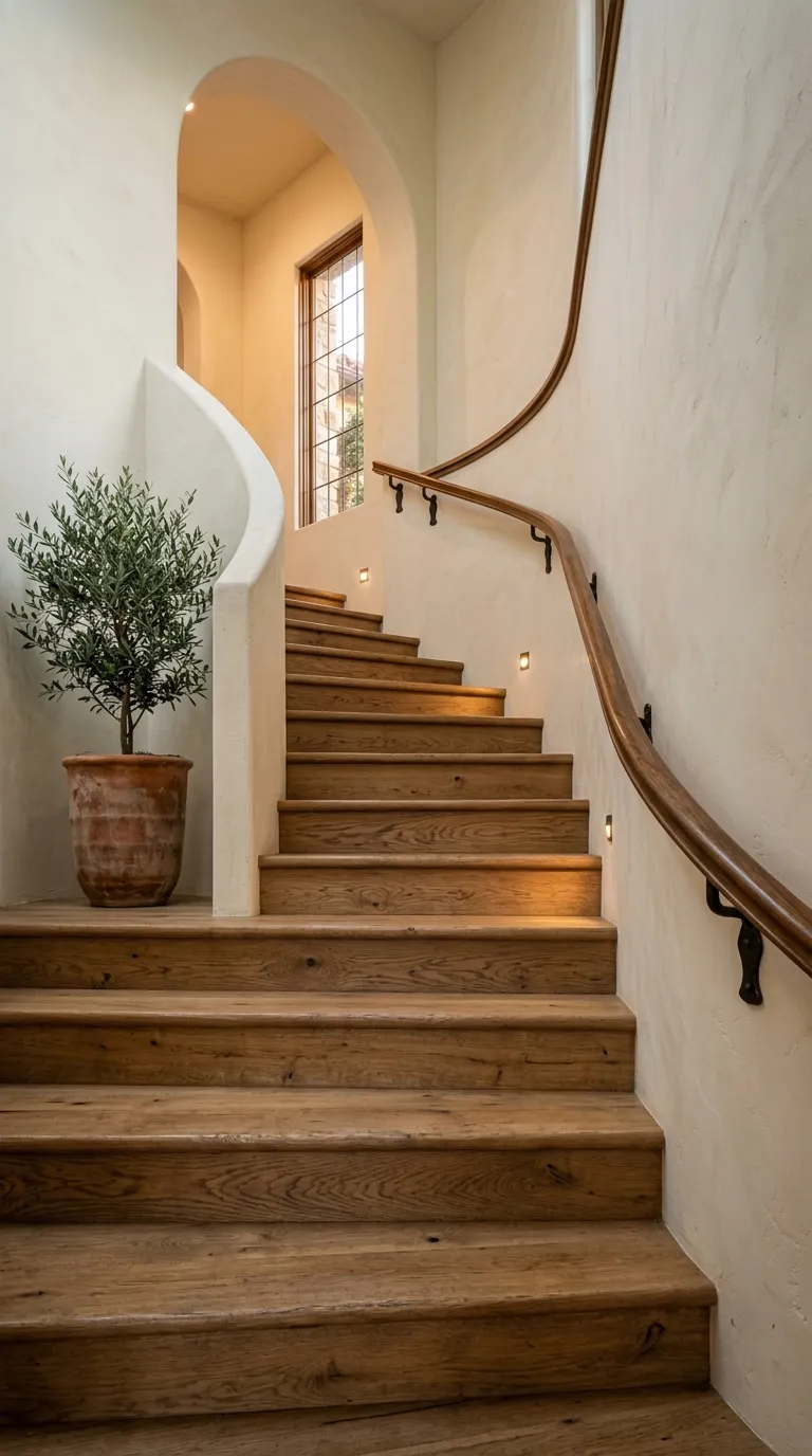 mediterranean homes Rustic Wood Staircase
