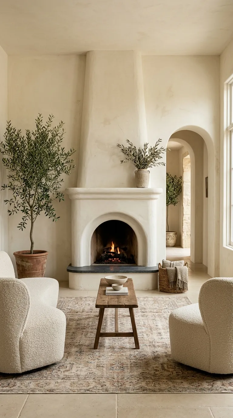 mediterranean homes Sculptural Plaster Fireplace
