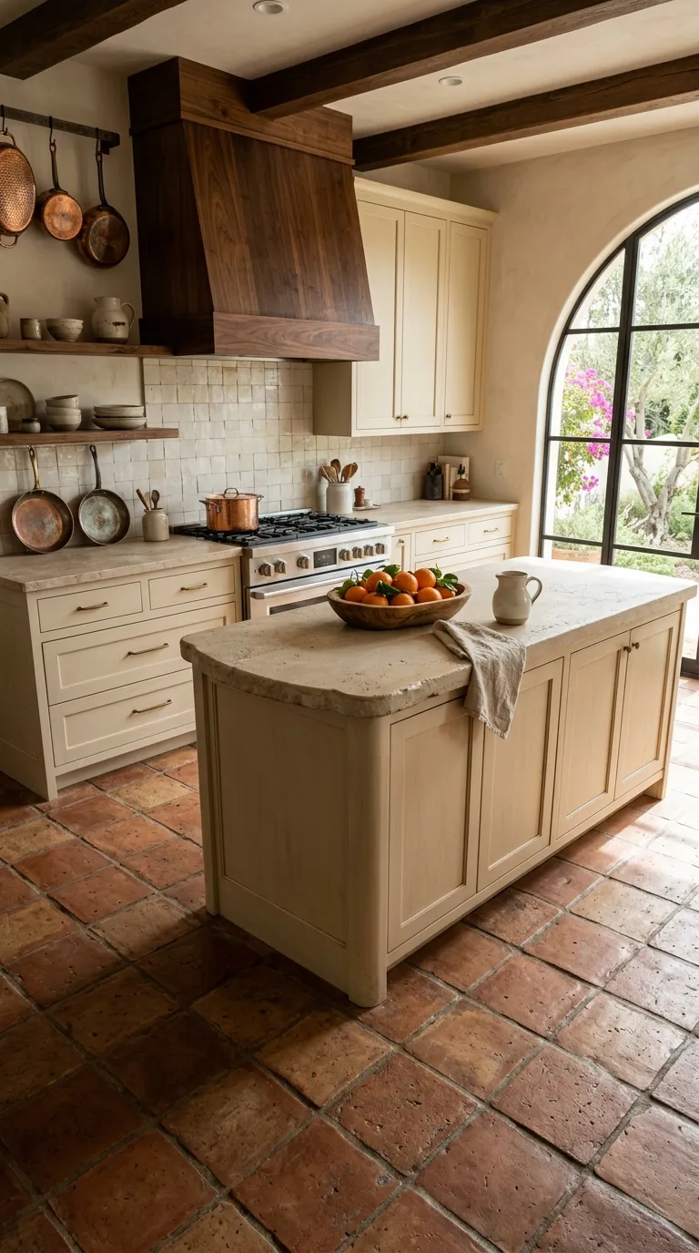 mediterranean homes Terracotta Floor Kitchen