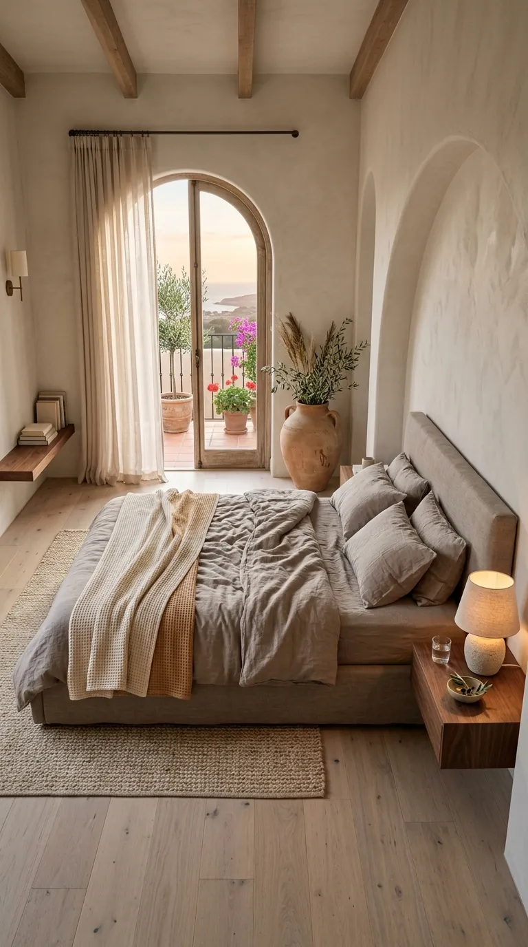 mediterranean homes Warm Minimalist Bedroom