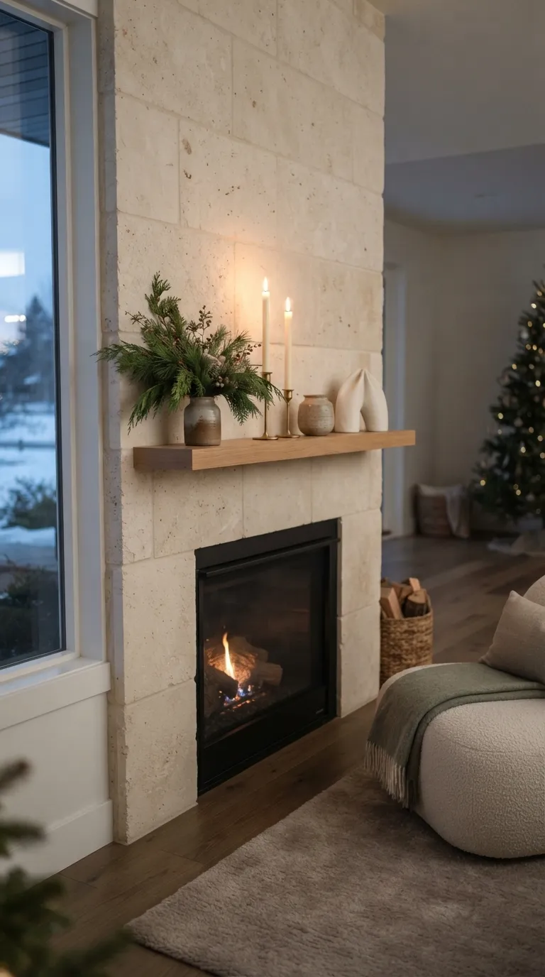 minimalist christmas decor ideas Candlelit Winter Mantel