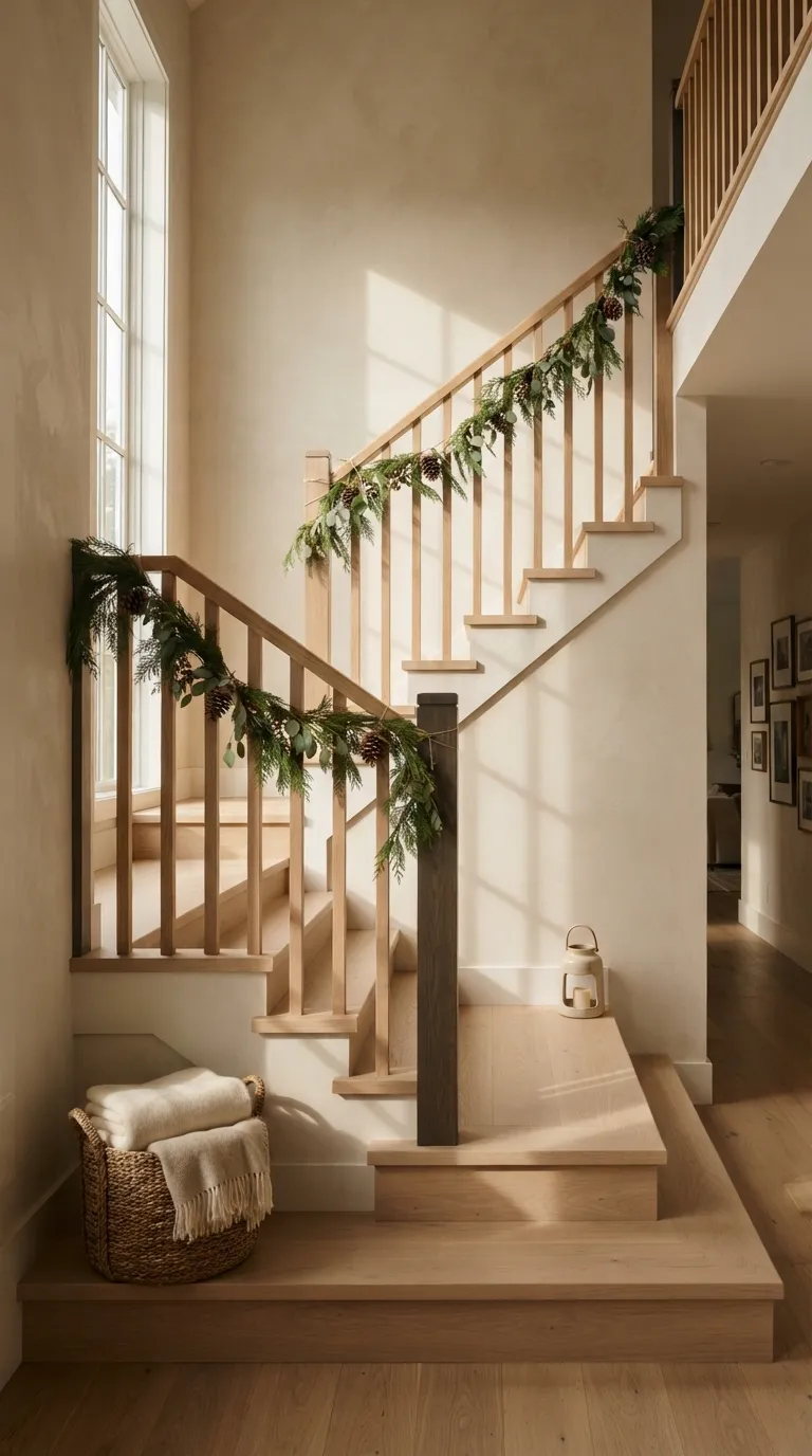 minimalist christmas decor ideas Minimal Staircase Garland
