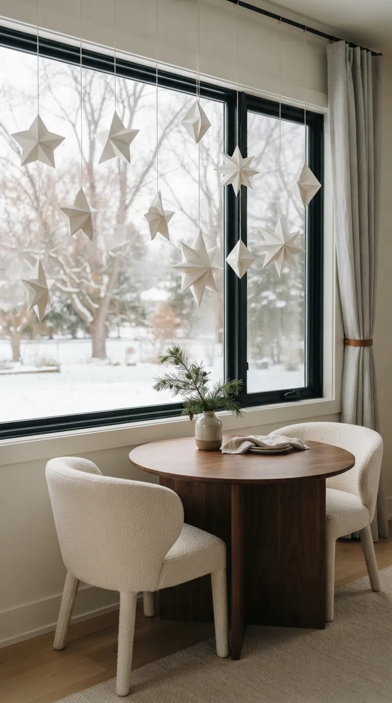 minimalist christmas decor ideas Paper Star Window Decor