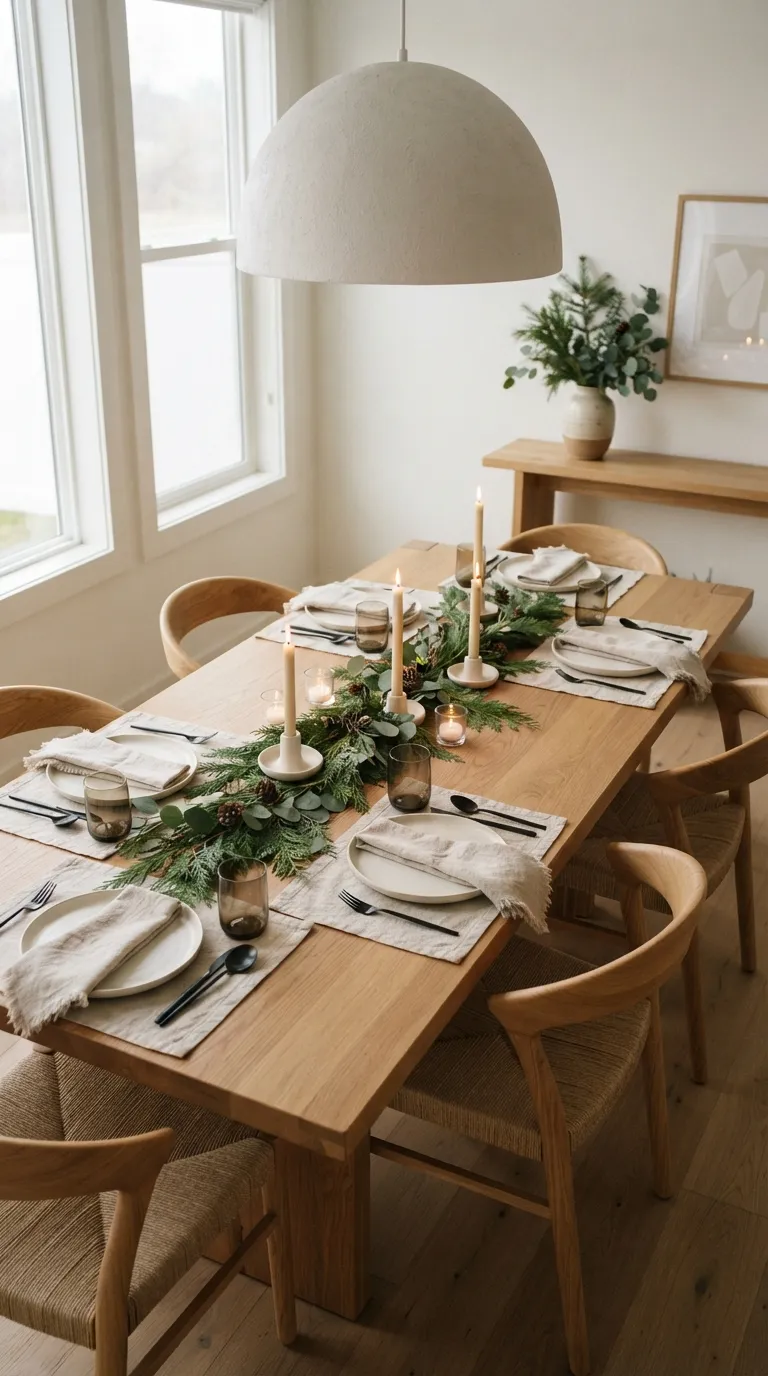 minimalist christmas decor ideas Simple Dining Table Greenery