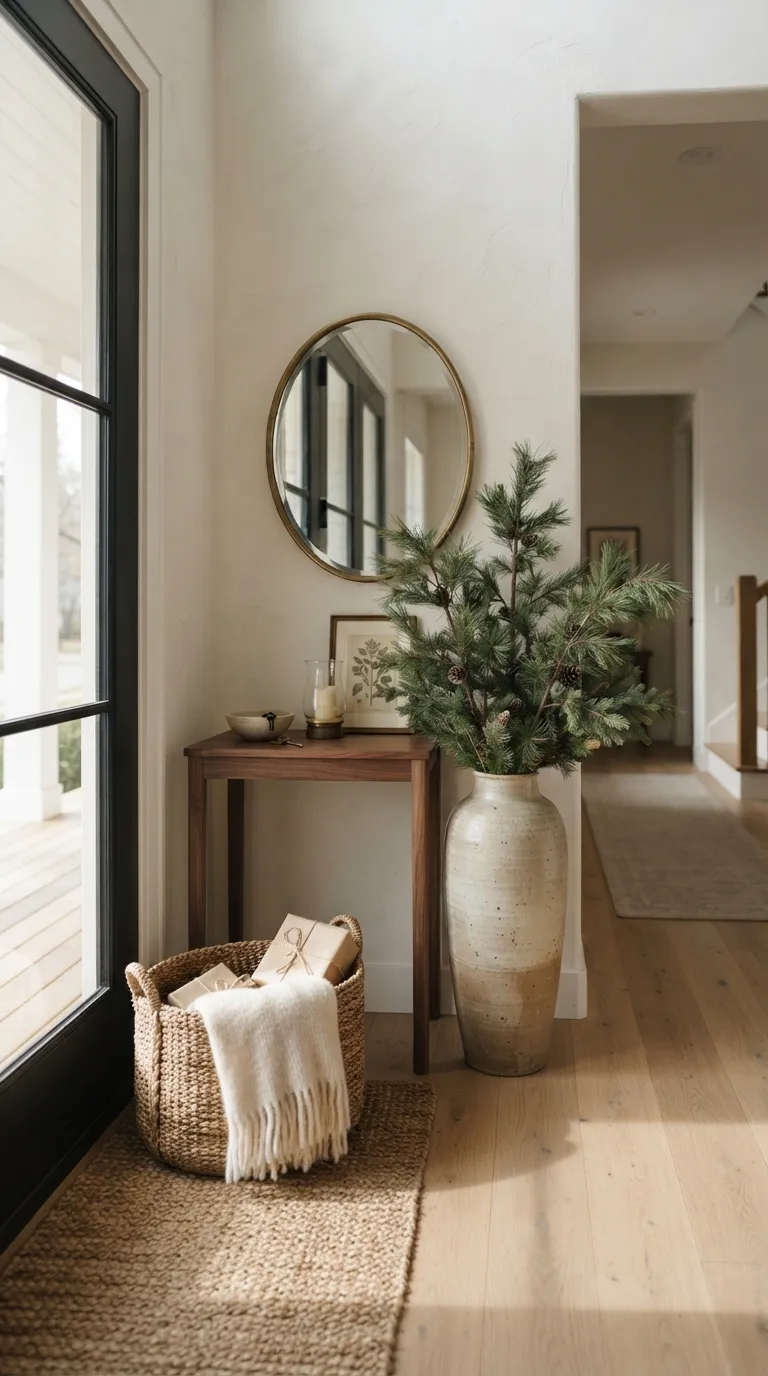 minimalist christmas decor ideas Soft Evergreen Branches