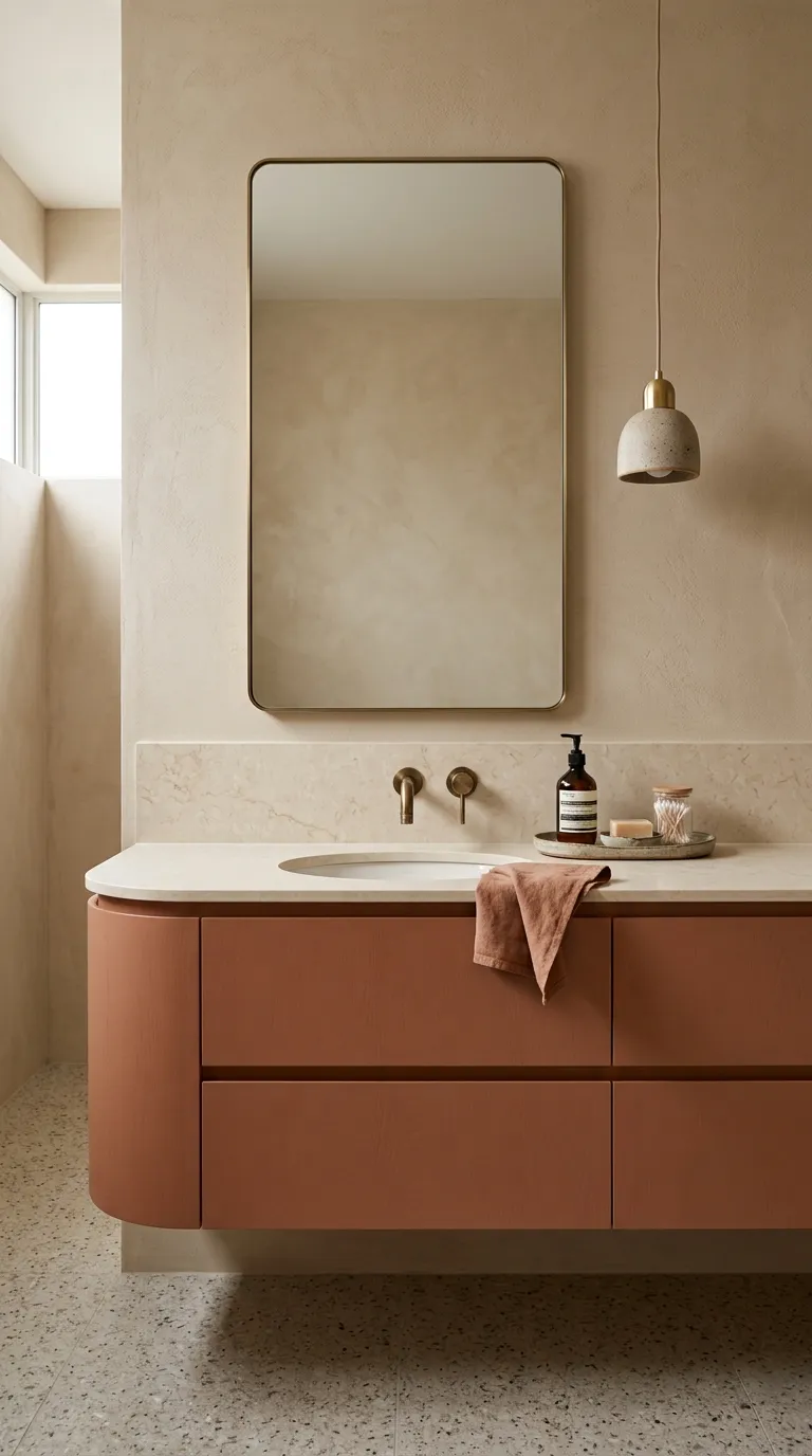 modern bathroom vanity ideas Curved Vanity for a Softer Modern Style