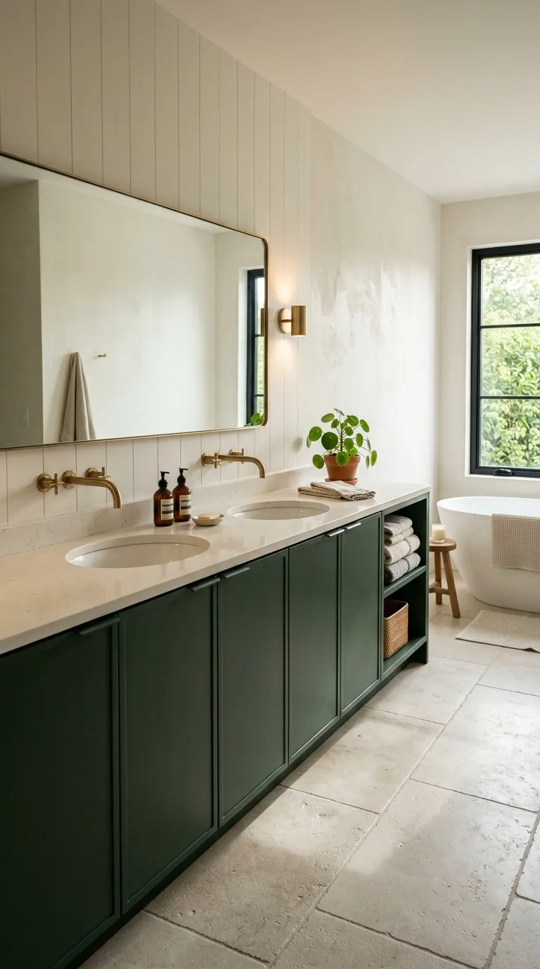 modern bathroom vanity ideas Double Sink Vanity With Minimal Storage