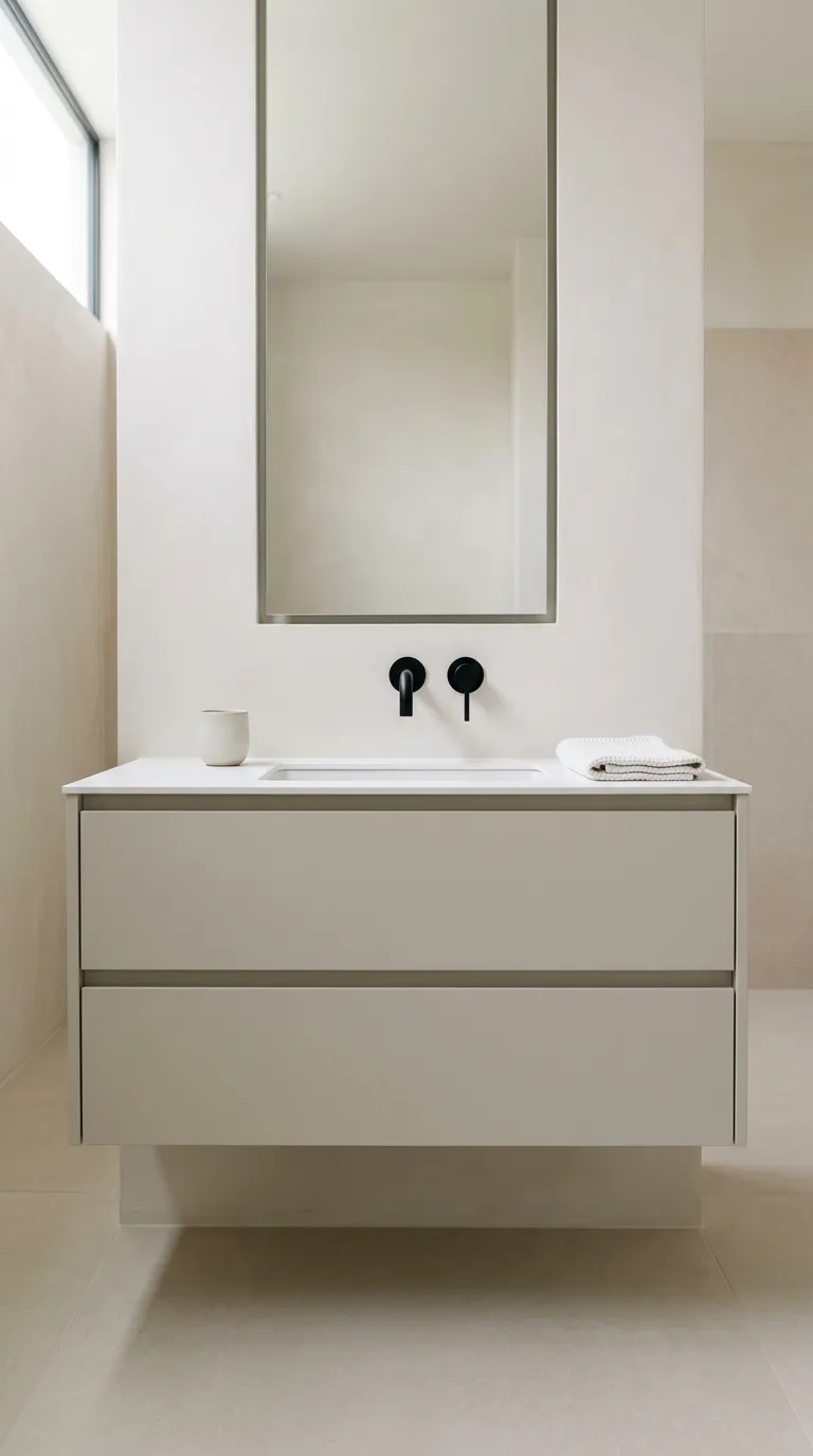 modern bathroom vanity ideas Minimalist Vanity With Handle-Free Drawers