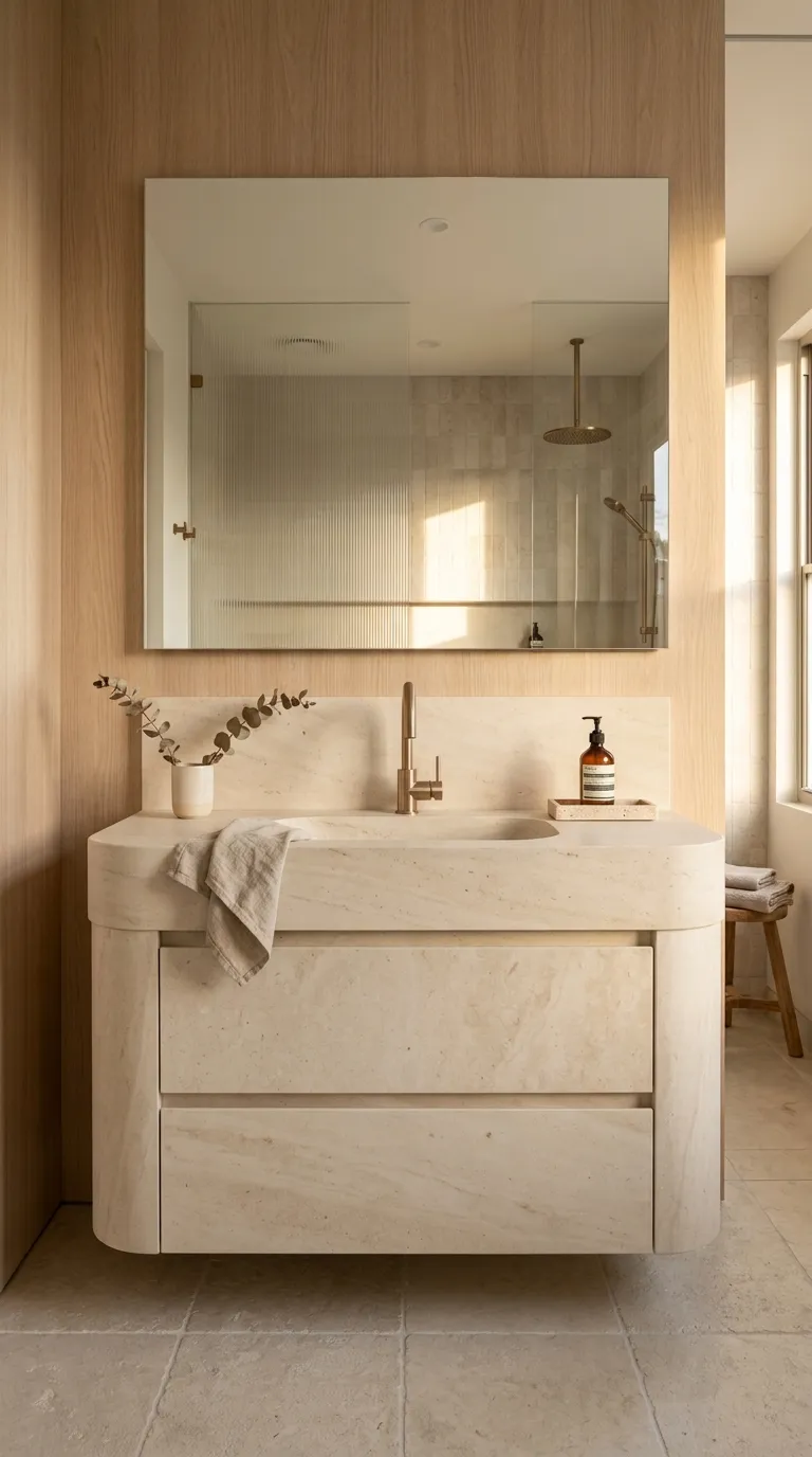 modern bathroom vanity ideas Natural Stone Vanity for a Luxe Feel