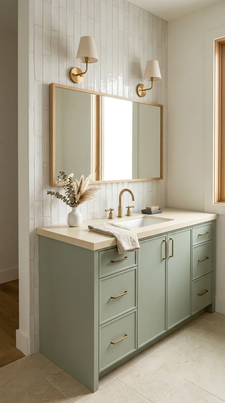 modern bathroom vanity ideas Sage Green Vanity for a Calm Bathroom