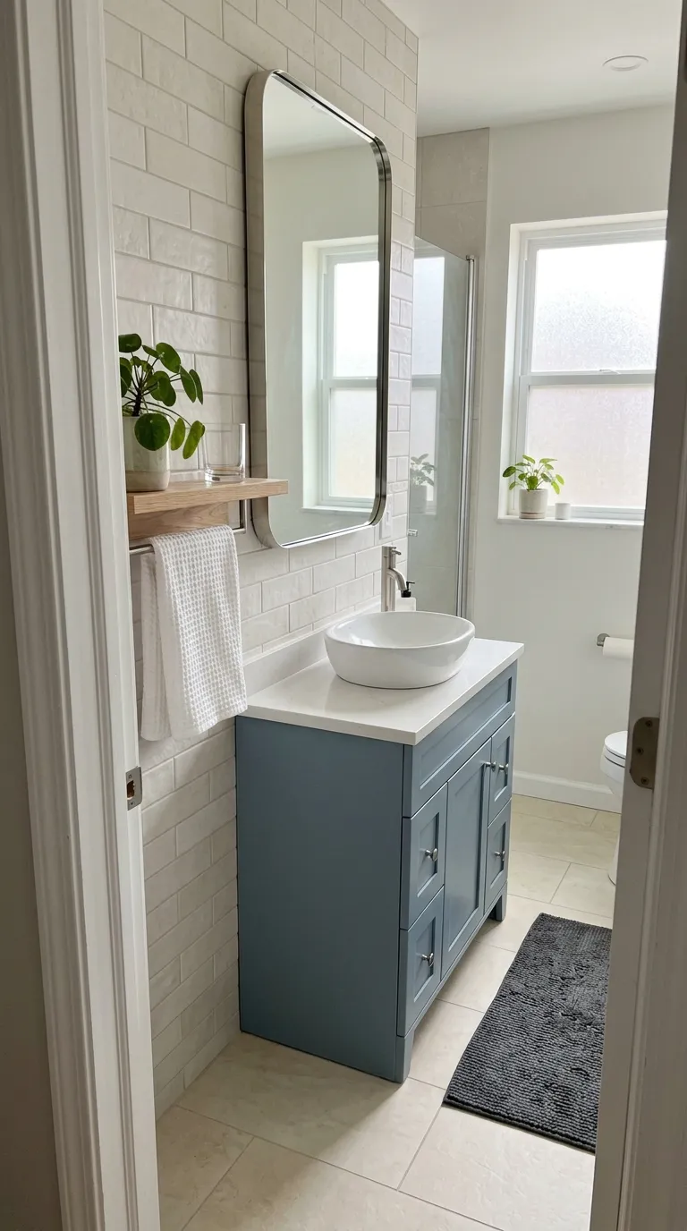 modern bathroom vanity ideas Slim Vanity for a Small Bathroom