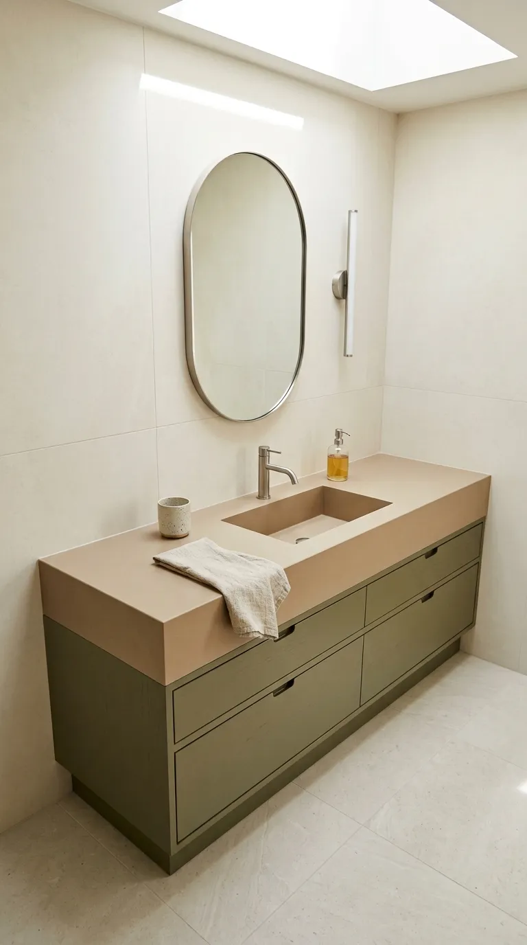 modern bathroom vanity ideas Vanity With Integrated Sink and Countertop