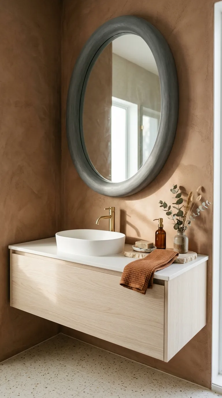 modern bathroom vanity ideas Vanity With Statement Mirror