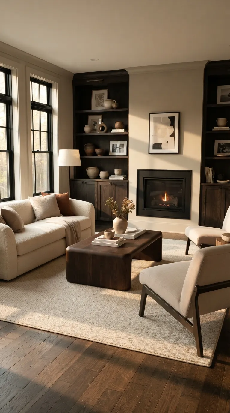 modern classic living room Dark Wood Contrast