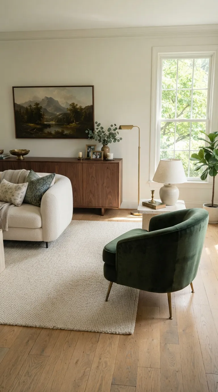 modern classic living room Deep Green Accent Chair