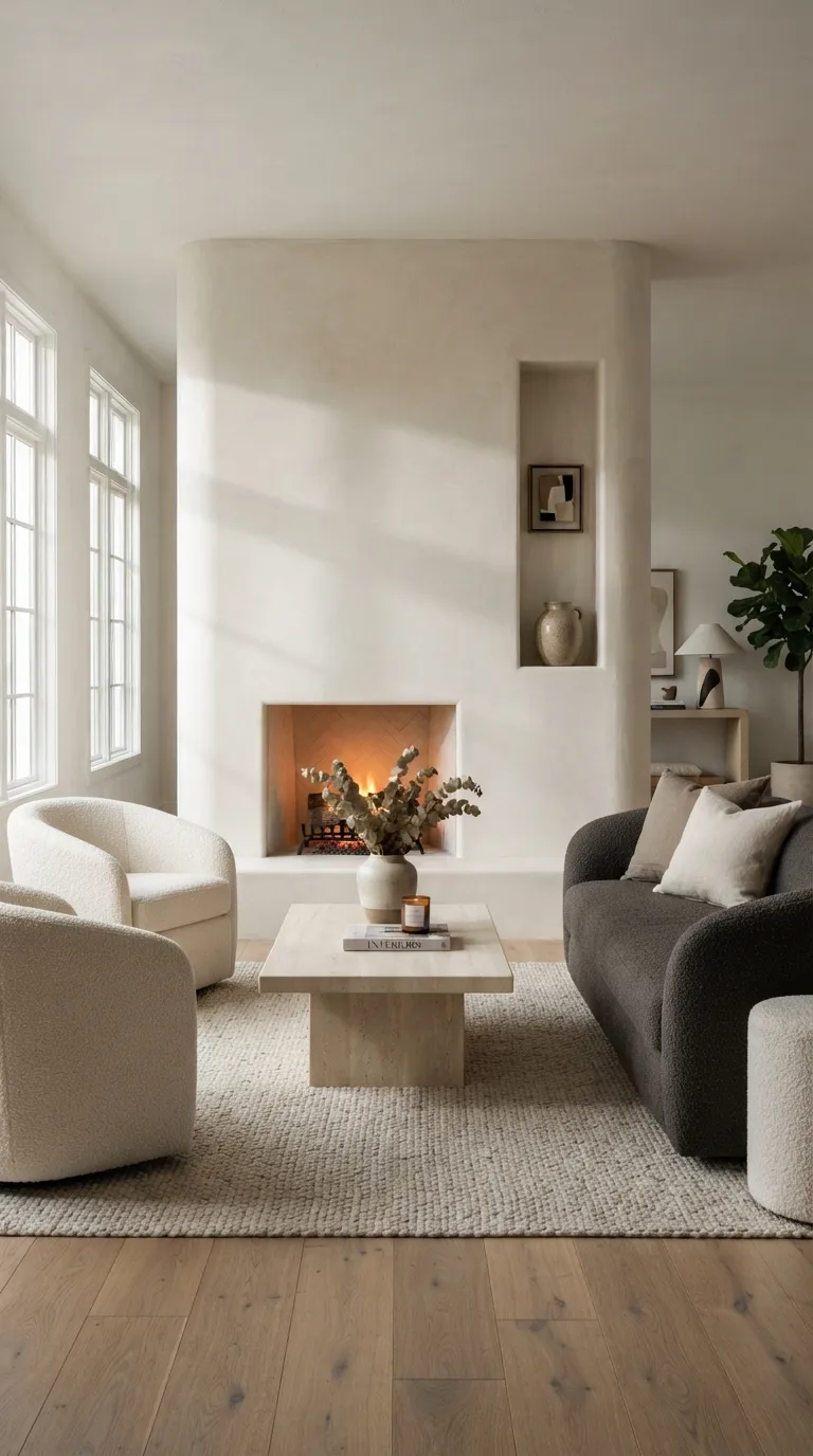 modern classic living room Sculptural Fireplace