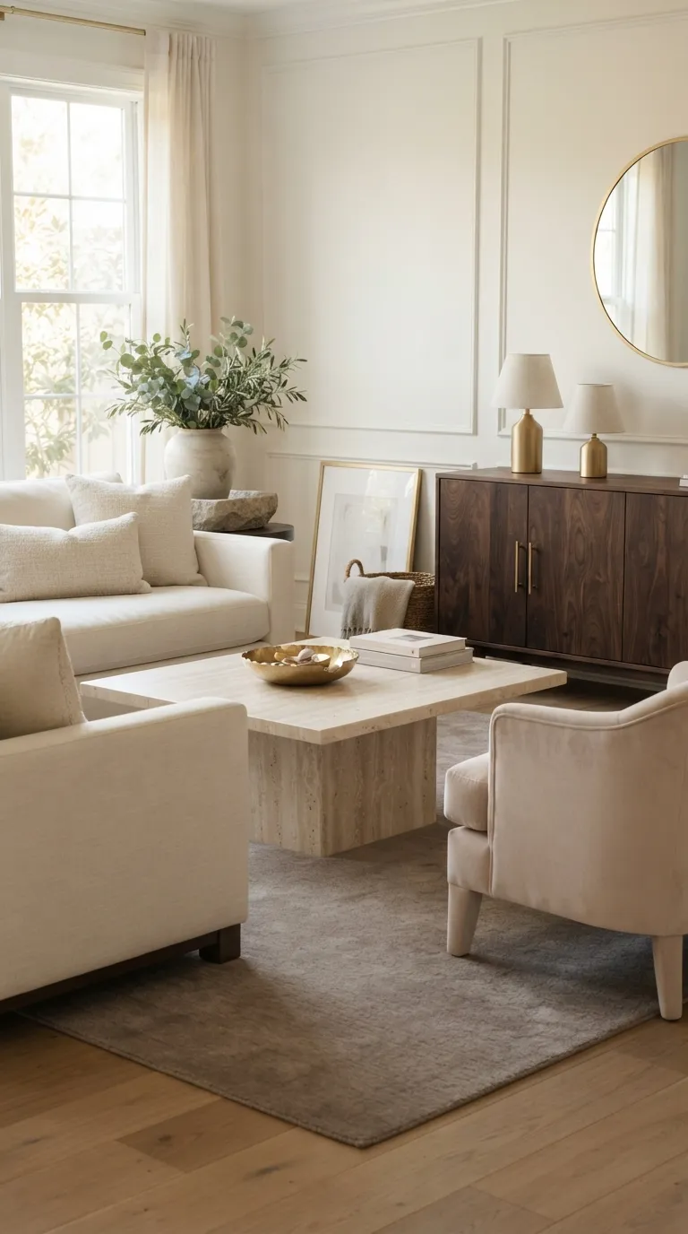 modern classic living room Soft Gold Accessories
