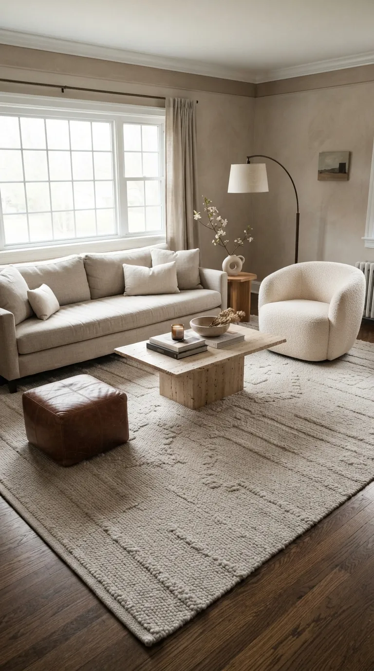 modern classic living room Textured Neutral Rug