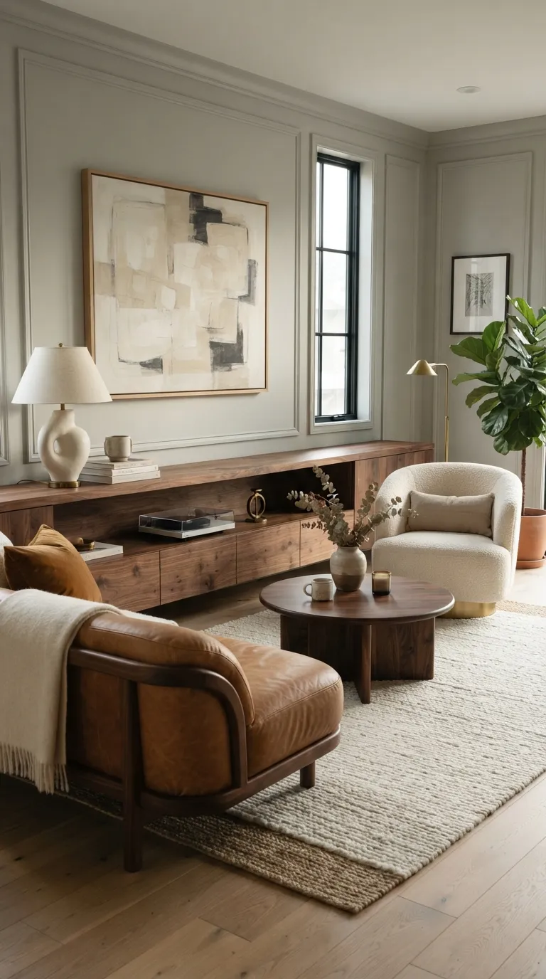 modern classic living room Walnut Statement Pieces