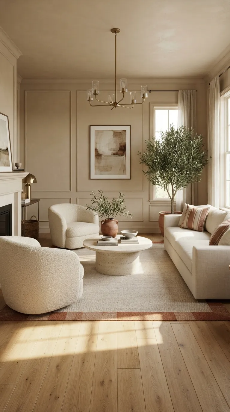modern classic living room Warm Terracotta Accents