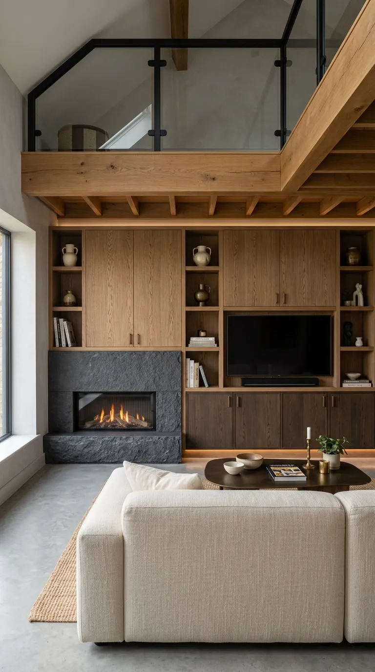 modern garage loft Built-In Media Wall
