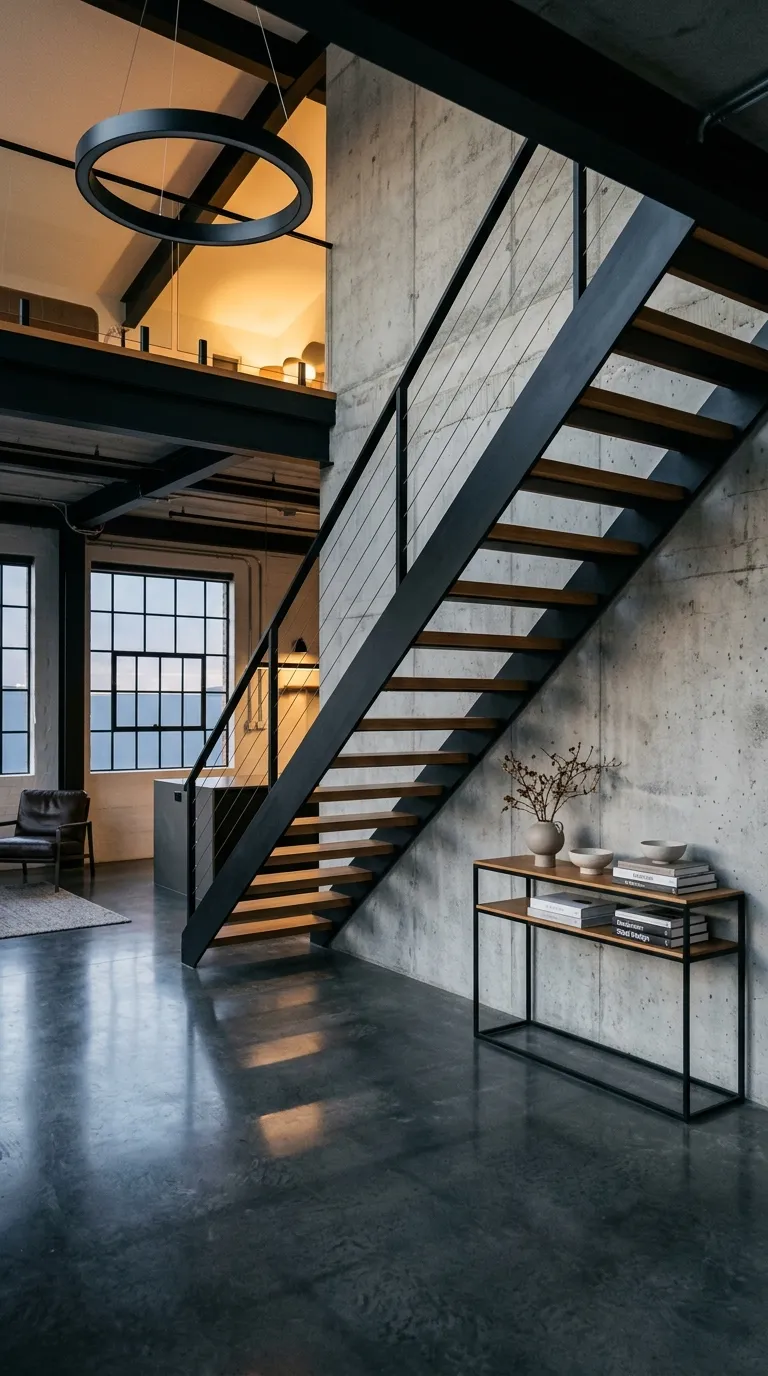 modern garage loft Industrial Steel Staircase