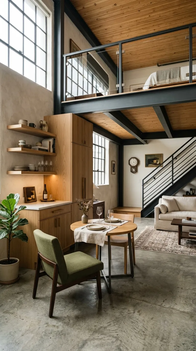 modern garage loft Warm Wood Accents