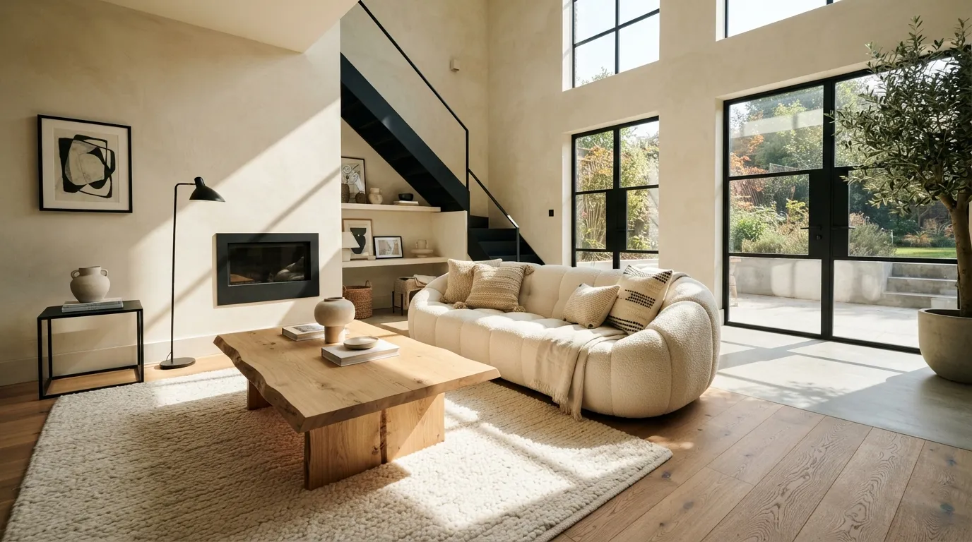 modern home color palette ideas Black, Cream, and Wood