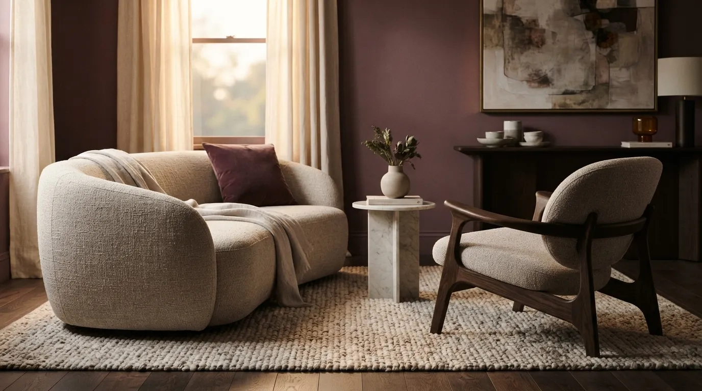 modern home color palette ideas Plum and Oatmeal
