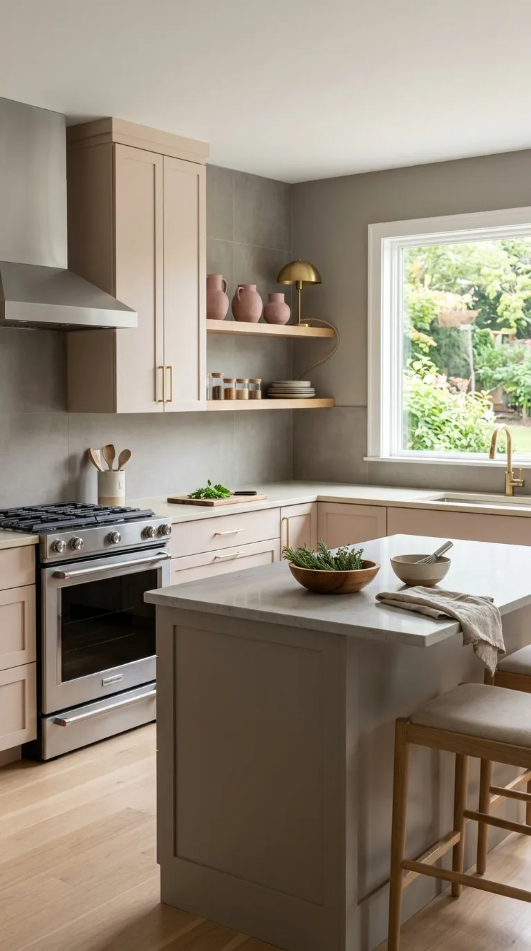 modern kitchen color palette ideas Blush Beige and Warm Gray
