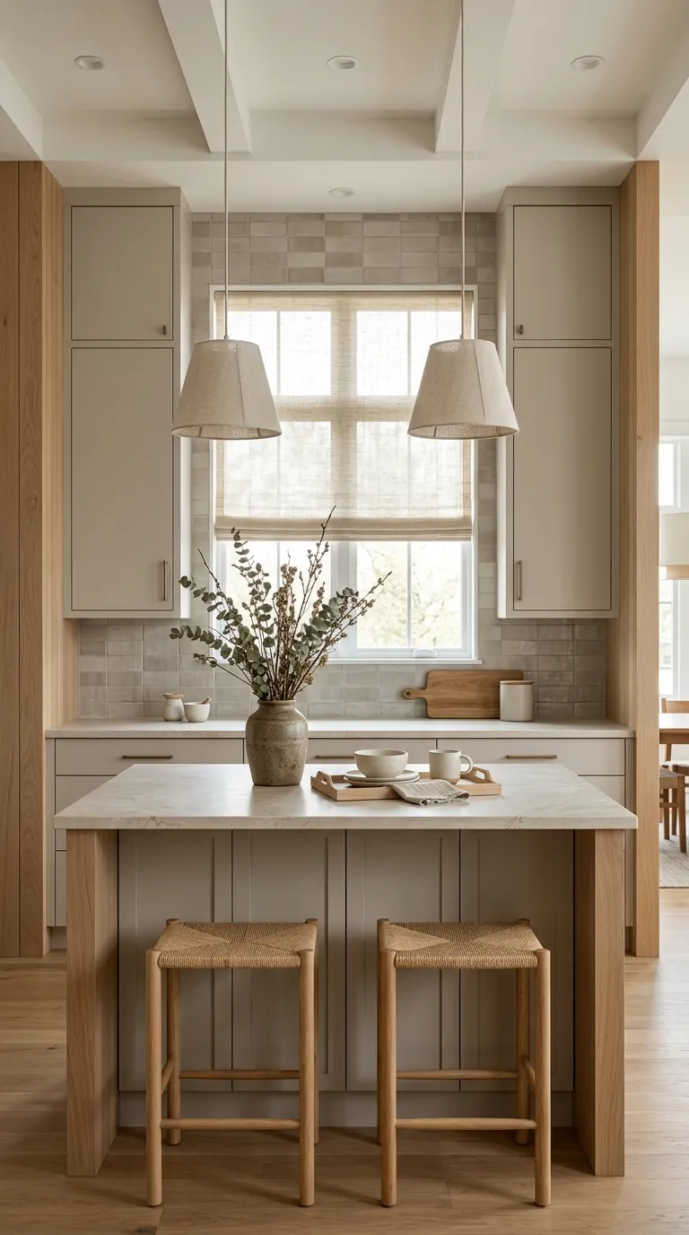 modern kitchen color palette ideas Greige and Natural Oak