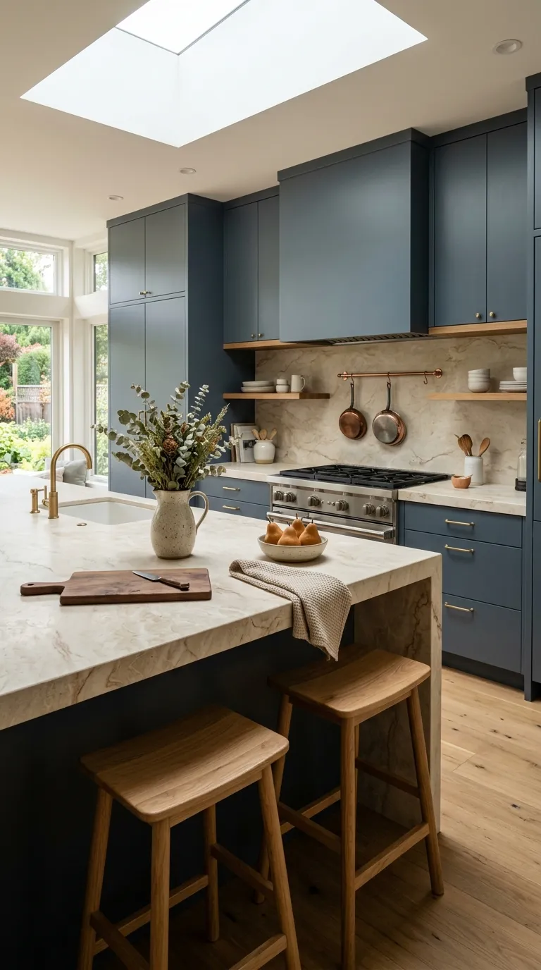 modern kitchen color palette ideas Slate Blue and Natural Stone