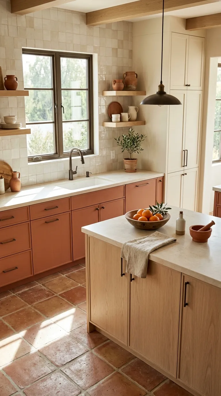modern kitchen color palette ideas Terracotta and Cream